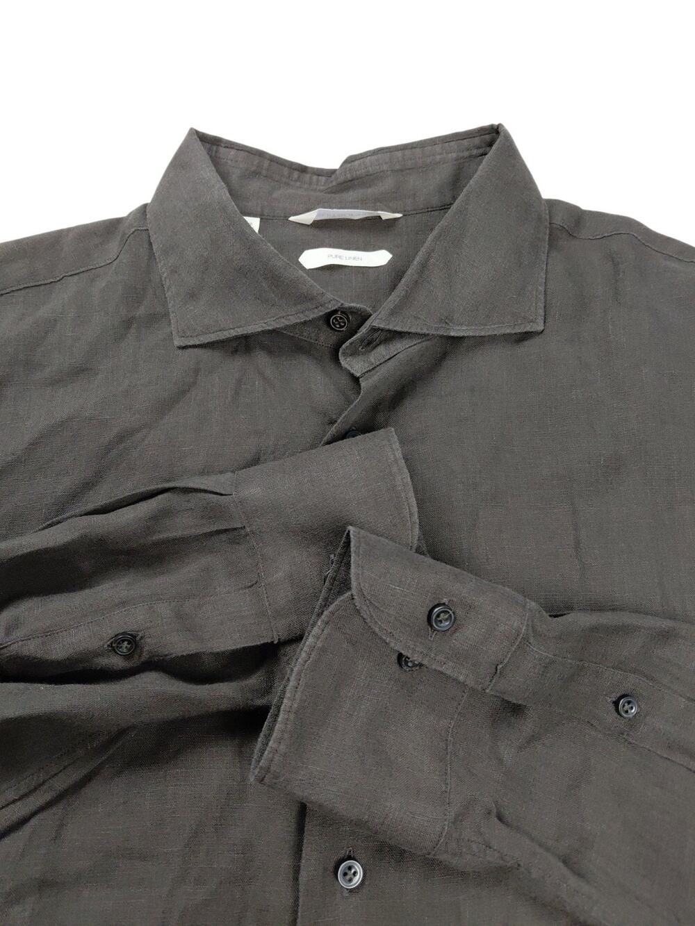 Suitsupply Brown Linen Shirt Pure Linen by Albini, Italy Sz. 17/18 45/46